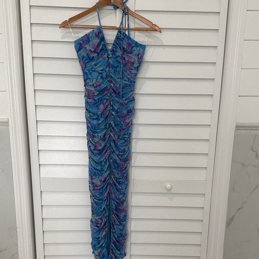 Fashion Nova Blue and Purple Floral Dress